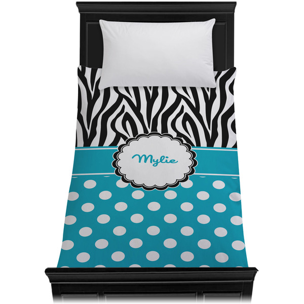 Dots & Zebra Duvet Cover - Twin - On Bed - No Prop