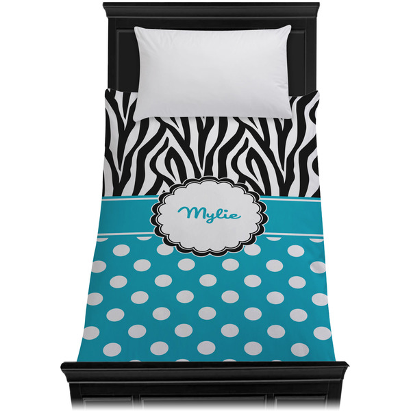 Dots & Zebra Duvet Cover - Twin XL - On Bed - No Prop