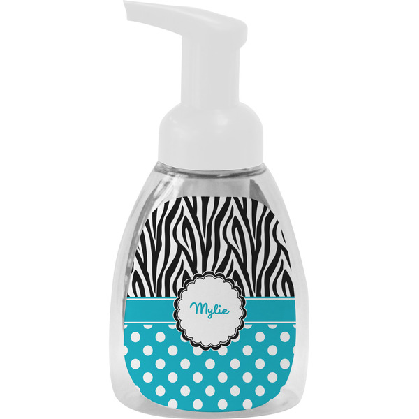 Custom Dots & Zebra Foam Soap Bottle - White (Personalized)