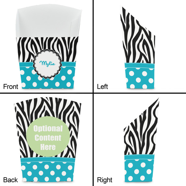 Dots & Zebra French Fry Favor Box - Front & Back View