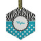 Dots & Zebra Flat Glass Ornament - Hexagon w/ Name or Text