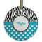Dots & Zebra Frosted Glass Ornament - Round