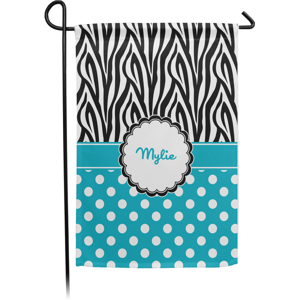 Custom Dots & Zebra Small Garden Flag - Single Sided w/ Name or Text