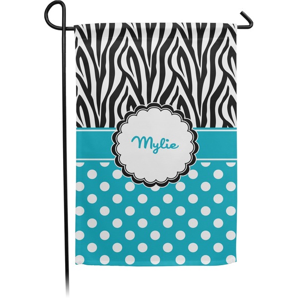 Custom Dots & Zebra Small Garden Flag - Double Sided w/ Name or Text