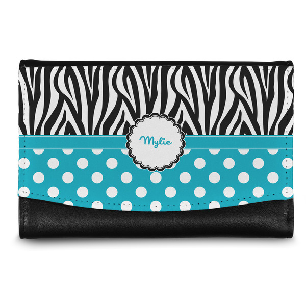Custom Dots & Zebra Genuine Leather Women's Wallet - Small (Personalized)