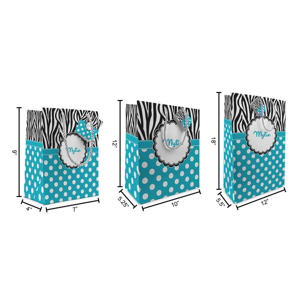 Dots & Zebra Gift Bags - All Sizes - Dimensions