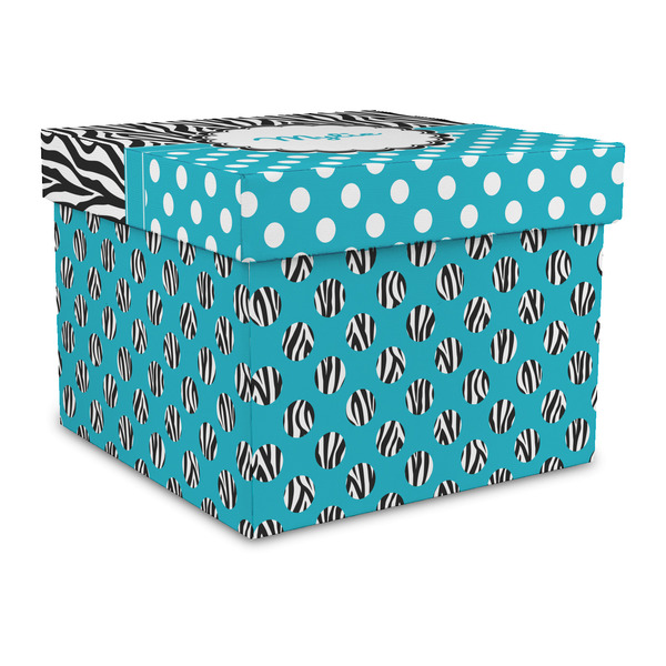 Custom Dots & Zebra Gift Box with Lid - Canvas Wrapped - Large (Personalized)
