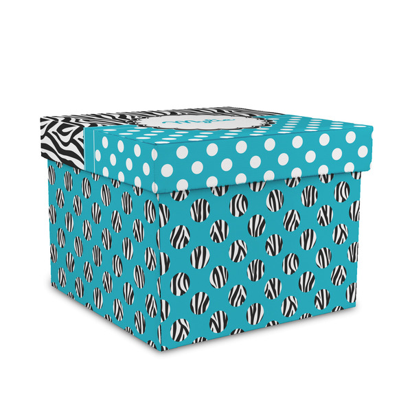 Custom Dots & Zebra Gift Box with Lid - Canvas Wrapped - Medium (Personalized)