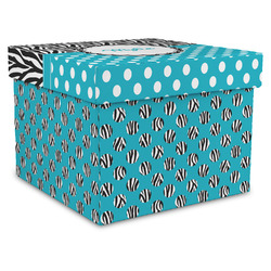 Dots & Zebra Gift Box with Lid - Canvas Wrapped - X-Large (Personalized)