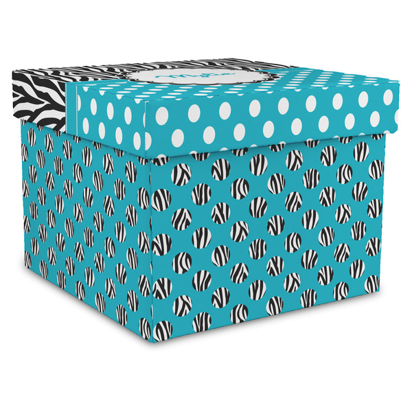 Custom Dots & Zebra Gift Box with Lid - Canvas Wrapped - X-Large (Personalized)