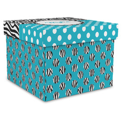 Dots & Zebra Gift Box with Lid - Canvas Wrapped - XX-Large (Personalized)