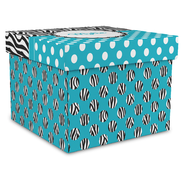 Custom Dots & Zebra Gift Box with Lid - Canvas Wrapped - XX-Large (Personalized)