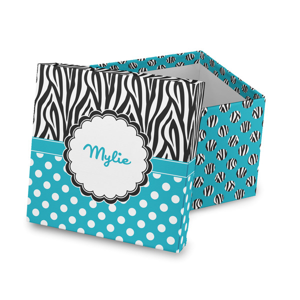 Custom Dots & Zebra Gift Box with Lid - Canvas Wrapped (Personalized)
