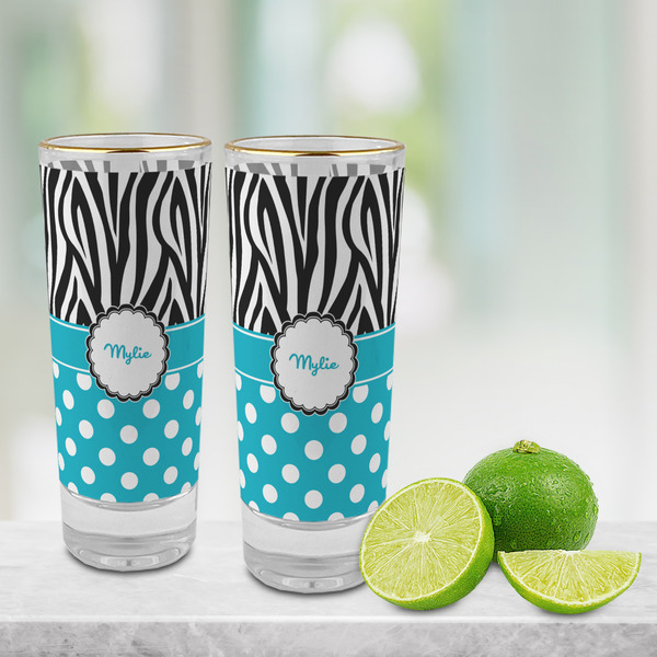 Dots & Zebra Glass Shot Glass - 2 oz - LIFESTYLE
