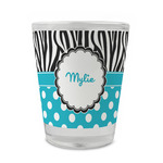 Dots & Zebra Glass Shot Glass - 1.5 oz - Set of 4 (Personalized)