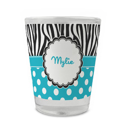 Dots & Zebra Glass Shot Glass - 1.5 oz - Single (Personalized)