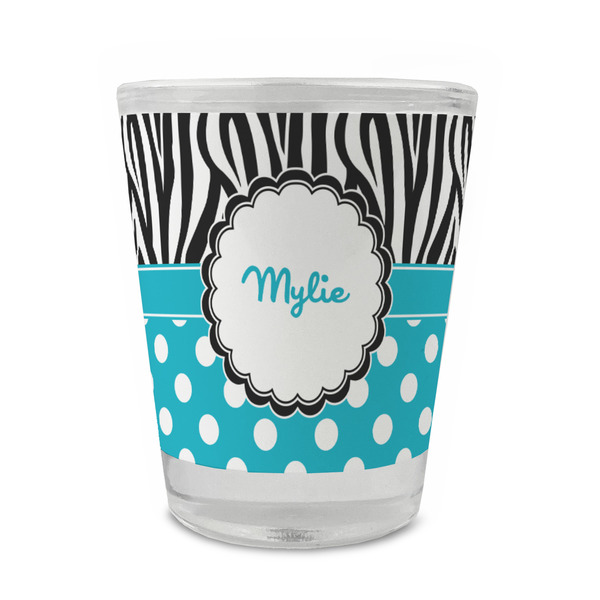 Custom Dots & Zebra Glass Shot Glass - 1.5 oz - Single (Personalized)