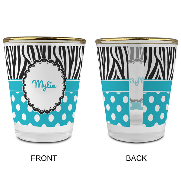 Dots & Zebra Glass Shot Glass - with gold rim - APPROVAL