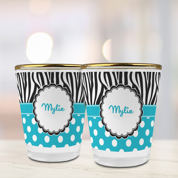 Dots & Zebra Glass Shot Glass - with gold rim - LIFESTYLE
