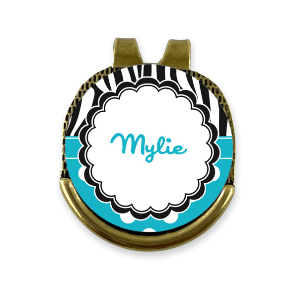 Custom Dots & Zebra Golf Ball Marker - Hat Clip - Gold
