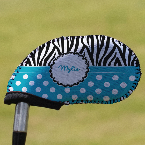 Custom Dots & Zebra Golf Club Iron Cover (Personalized)