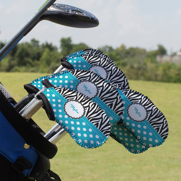 Custom Dots & Zebra Golf Club Iron Cover - Set of 9 (Personalized)