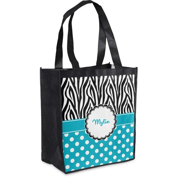 Custom Dots & Zebra Grocery Bag (Personalized)