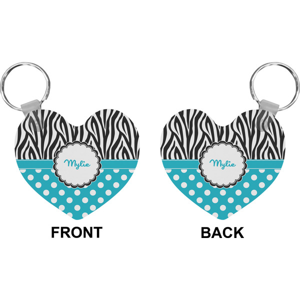 Dots & Zebra Heart Keychain (Front + Back)