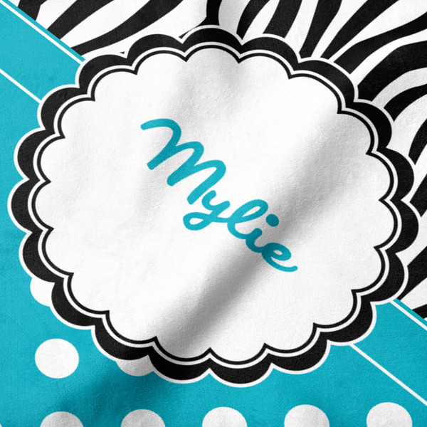 Dots & Zebra Hooded Baby Towel- Detail Close Up