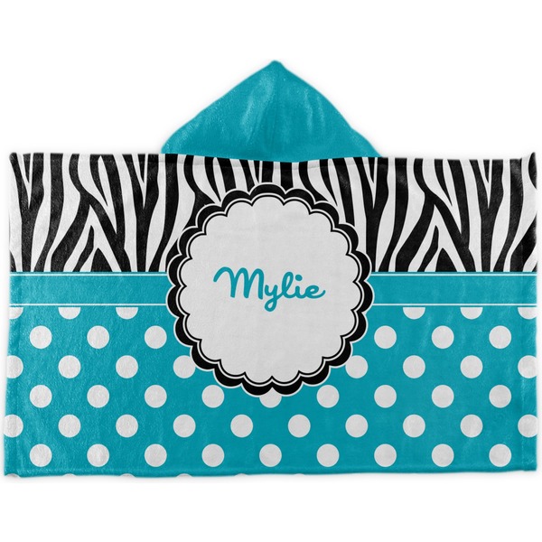Custom Dots & Zebra Kids Hooded Towel (Personalized)