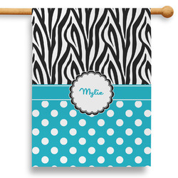 Dots & Zebra 28" House Flag - Double Sided (Personalized)