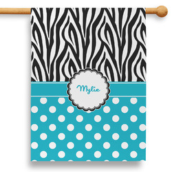 Dots & Zebra 28" House Flag (Personalized)