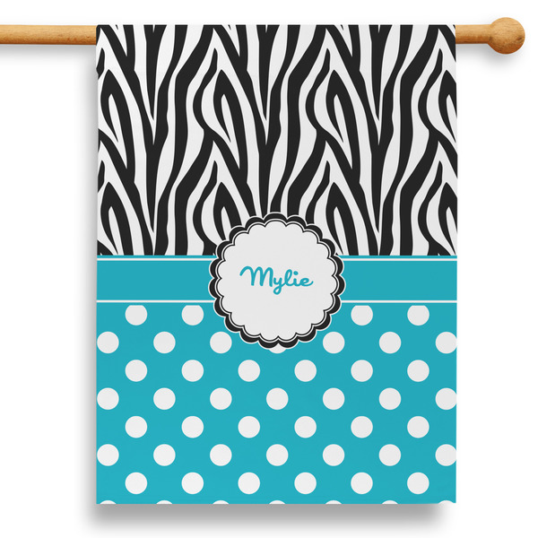 Custom Dots & Zebra 28" House Flag (Personalized)