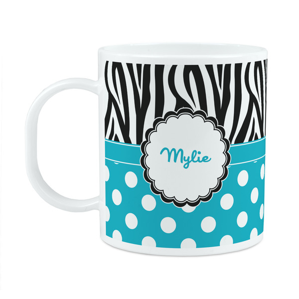 Custom Dots & Zebra Plastic Kids Mug (Personalized)