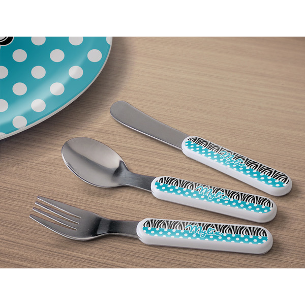 Dots & Zebra Kids Flatware w/ Plate