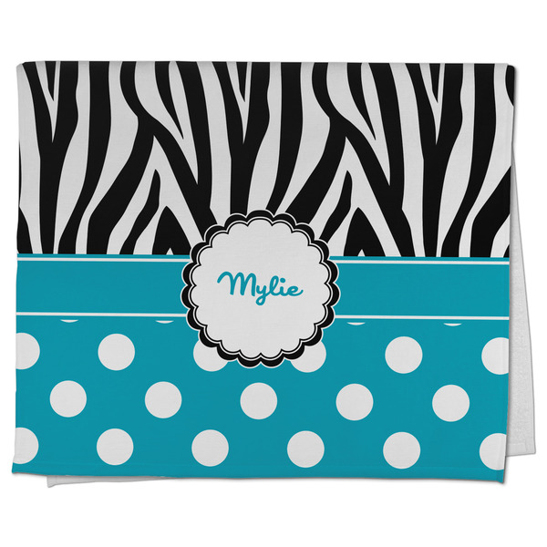 Custom Dots & Zebra Kitchen Towel - Poly Cotton w/ Name or Text