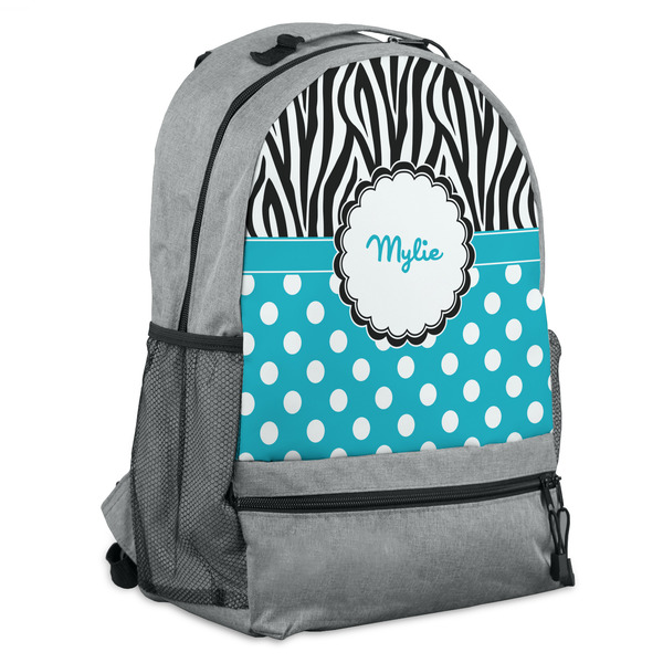 Custom Dots & Zebra Backpack - Grey (Personalized)