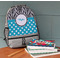 Dots & Zebra Large Backpack - Gray - On Desk
