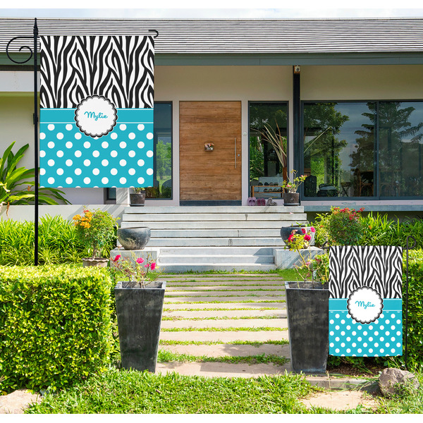 Custom Dots & Zebra Large Garden Flag - Double Sided (Personalized)