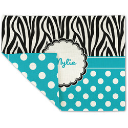 Dots & Zebra Double-Sided Linen Placemat - Single w/ Name or Text