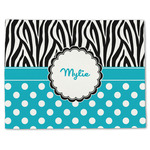 Dots & Zebra Single-Sided Linen Placemat - Single w/ Name or Text
