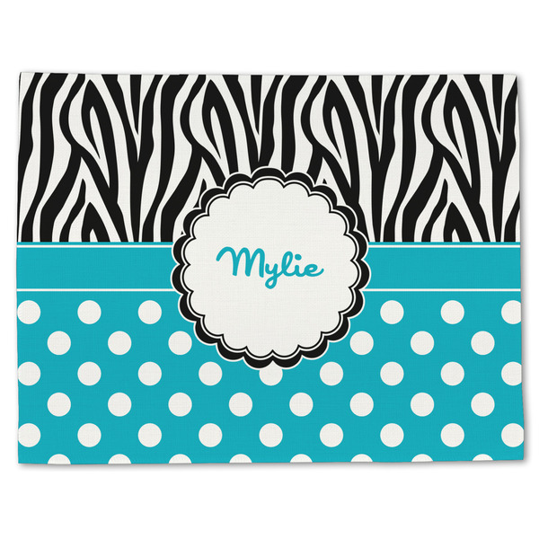 Custom Dots & Zebra Single-Sided Linen Placemat - Single w/ Name or Text