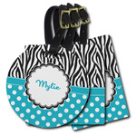 Dots & Zebra Plastic Luggage Tag (Personalized)