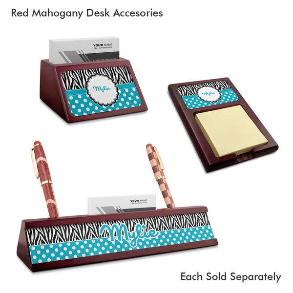 Dots & Zebra Mahogany Desk Accessories