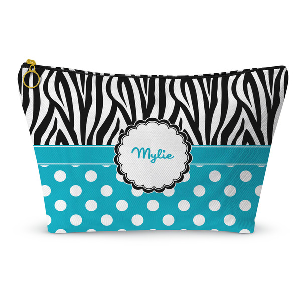 Custom Dots & Zebra Makeup Bag - Large - 12.5"x7" (Personalized)