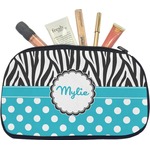 Dots & Zebra Makeup / Cosmetic Bag - Medium (Personalized)