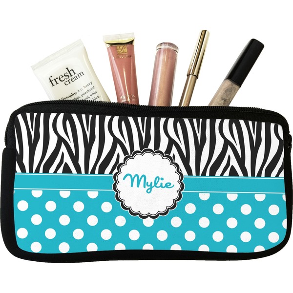 Custom Dots & Zebra Makeup / Cosmetic Bag (Personalized)