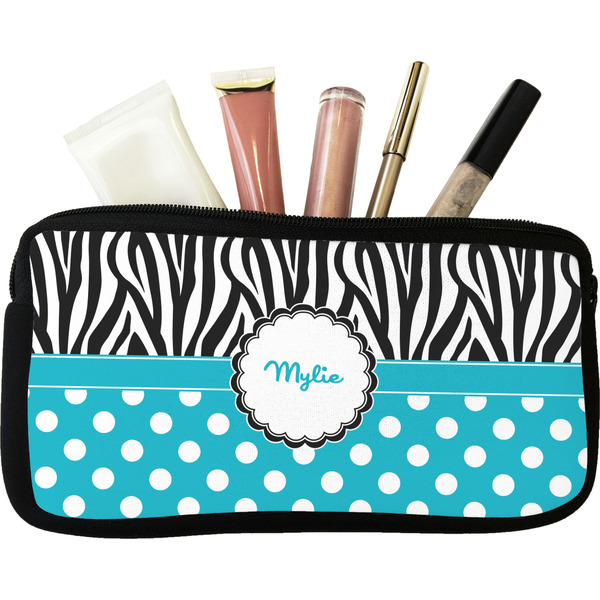Custom Dots & Zebra Makeup / Cosmetic Bag (Personalized)