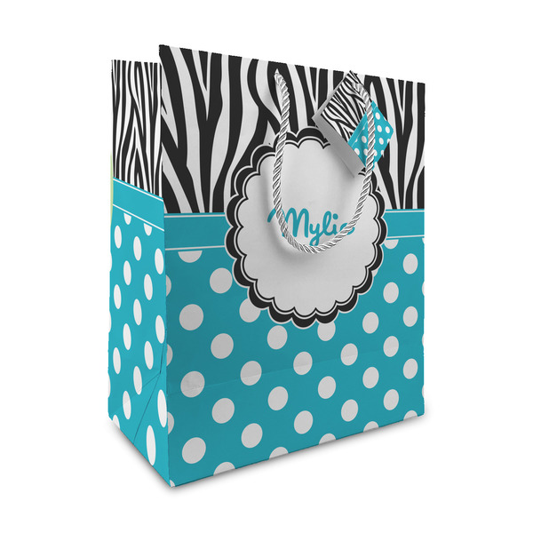 Custom Dots & Zebra Medium Gift Bag (Personalized)