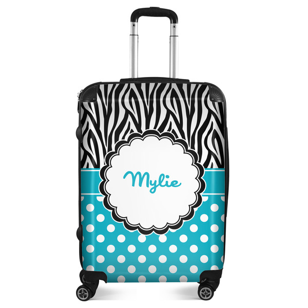 Custom Dots & Zebra Suitcase - 24" Medium - Checked (Personalized)